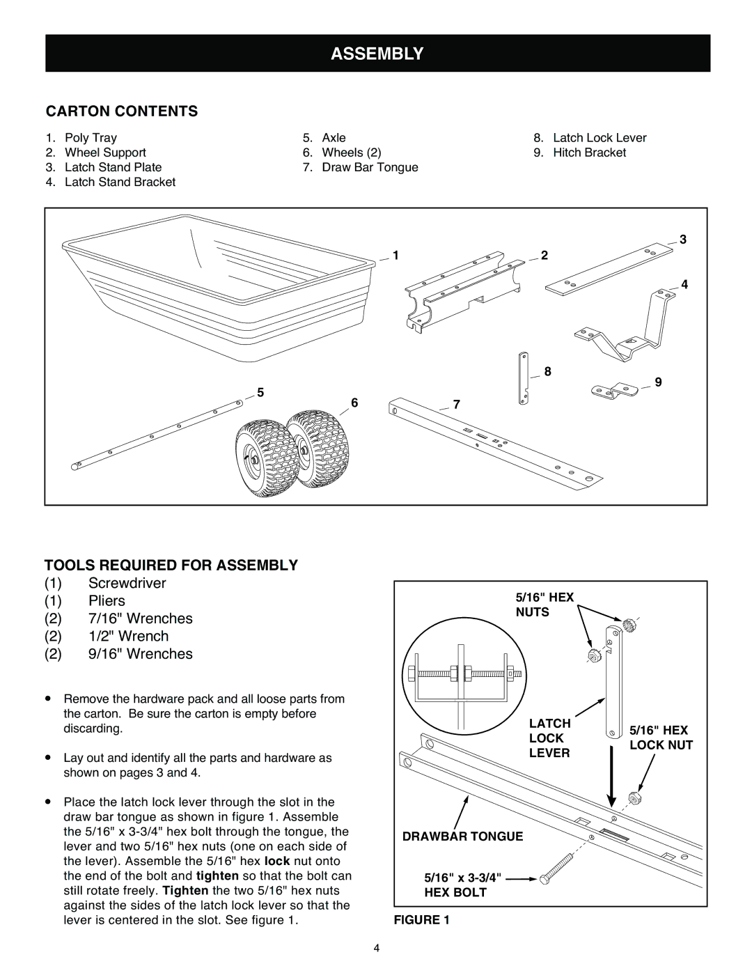 Craftsman 486.24339 owner manual Assembly, Carton Contents 