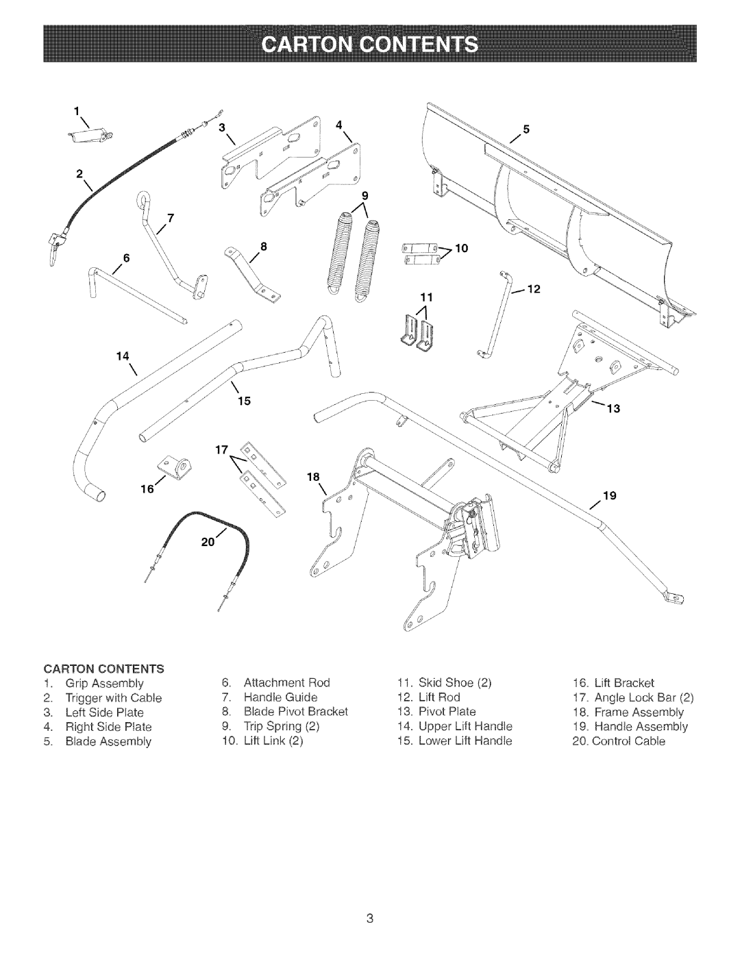 Craftsman 486.24414 manual Carton Contents 