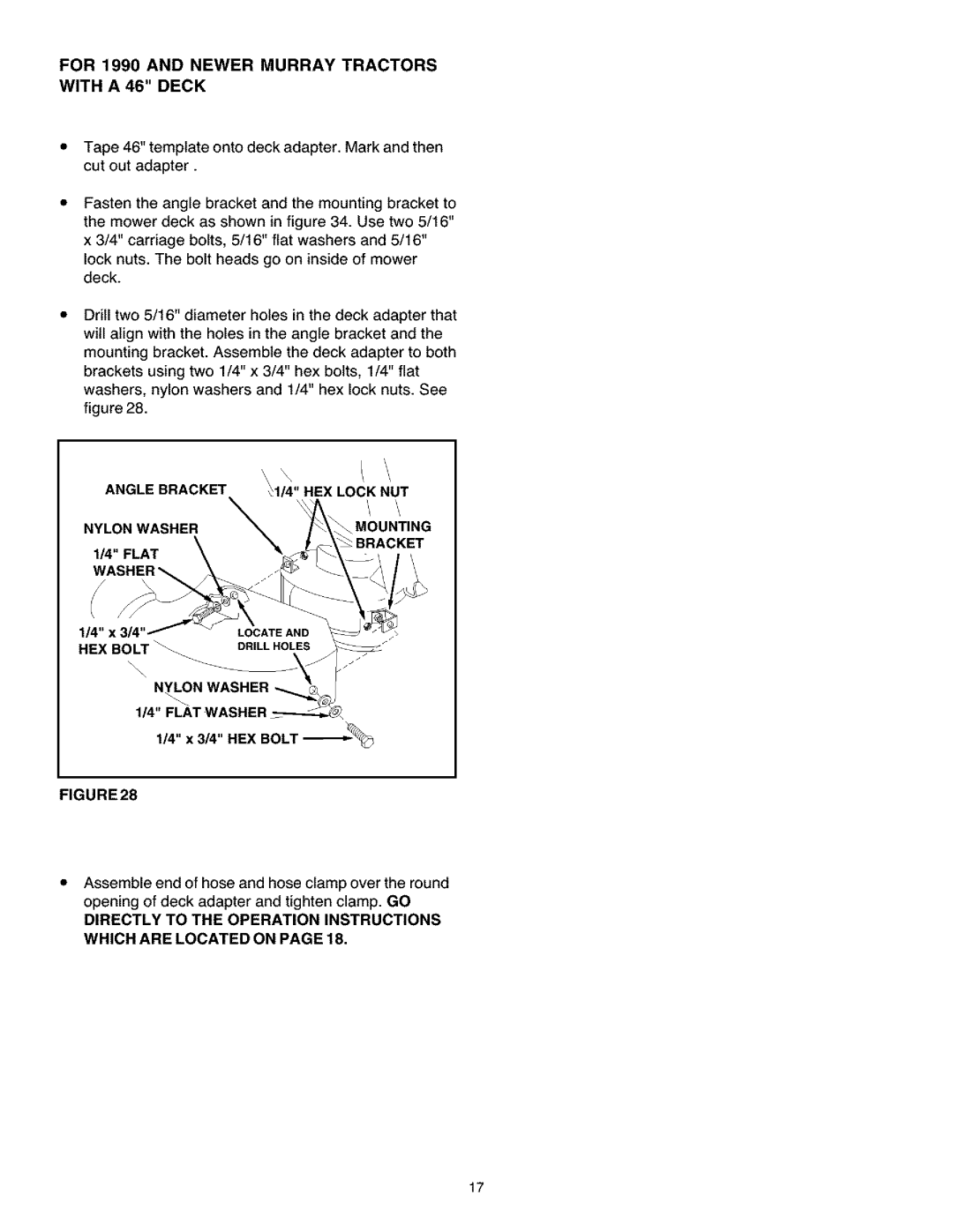 Craftsman 486.24504 For 1990 and Newer Murray Tractors with a 46 Deck, Angle Bracket Hexlocknut Nylon Washer Mounting 