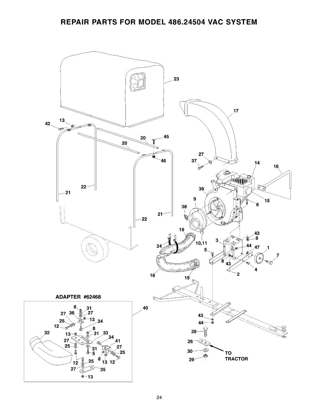 Craftsman operating instructions Repair pARTS for Model 486.24504 VAC System 