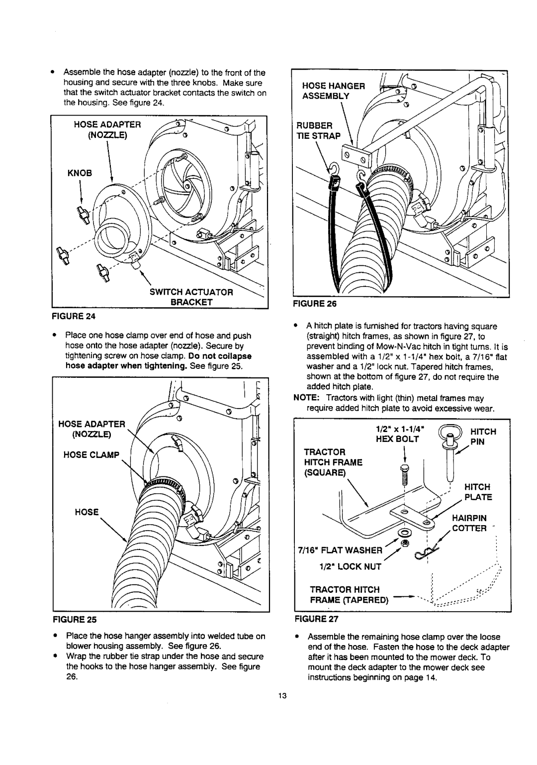 Craftsman 486.24515 owner manual Hose, Rubber TIE Strap, Hitch, Pin, Plate 