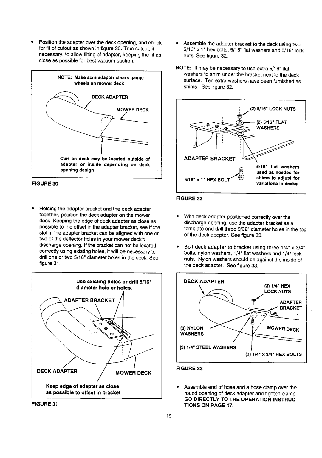 Craftsman 486.24515 owner manual Use existing holes or drill 5/16 diameter hole or holes, Adapter Bracket, 4- H£X, Tions on 