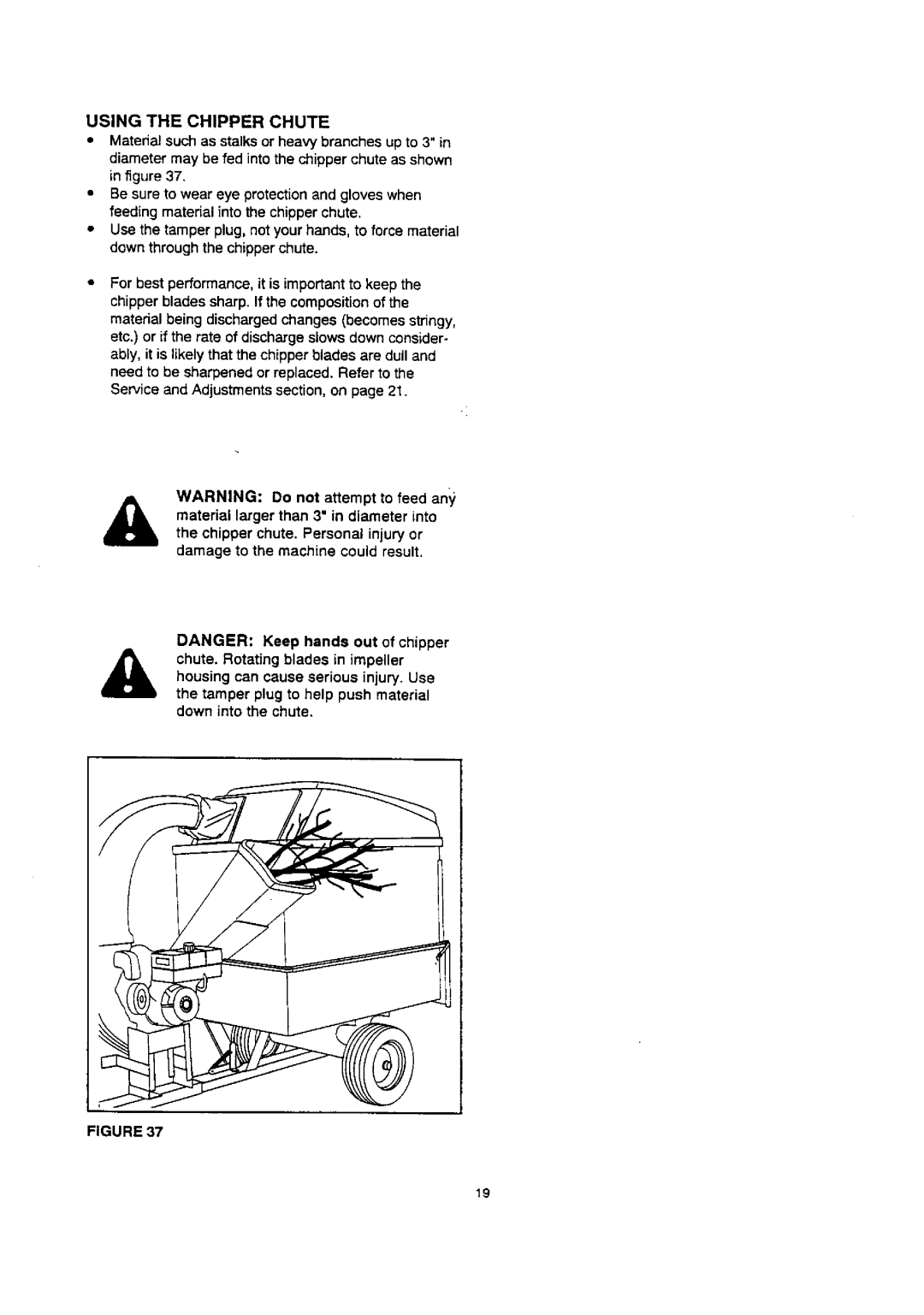 Craftsman 486.24515 owner manual Using the Chipper Chute 