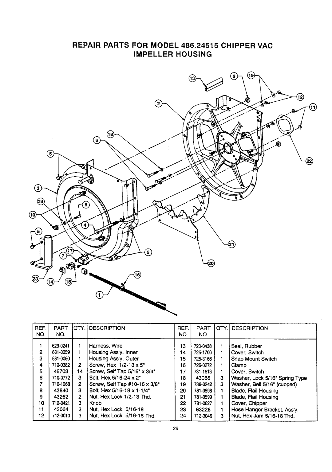 Craftsman 486.24515 owner manual 43262, 43064, Nut, Hex Jam 5/16-18 Thd 