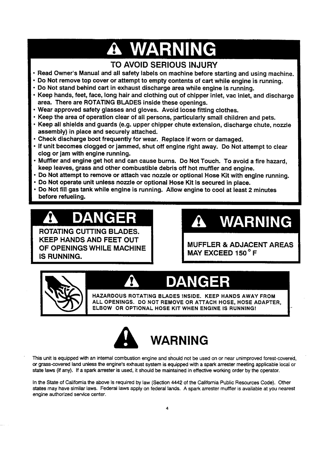 Craftsman 486.24515 owner manual To Avoid Serious Injury 