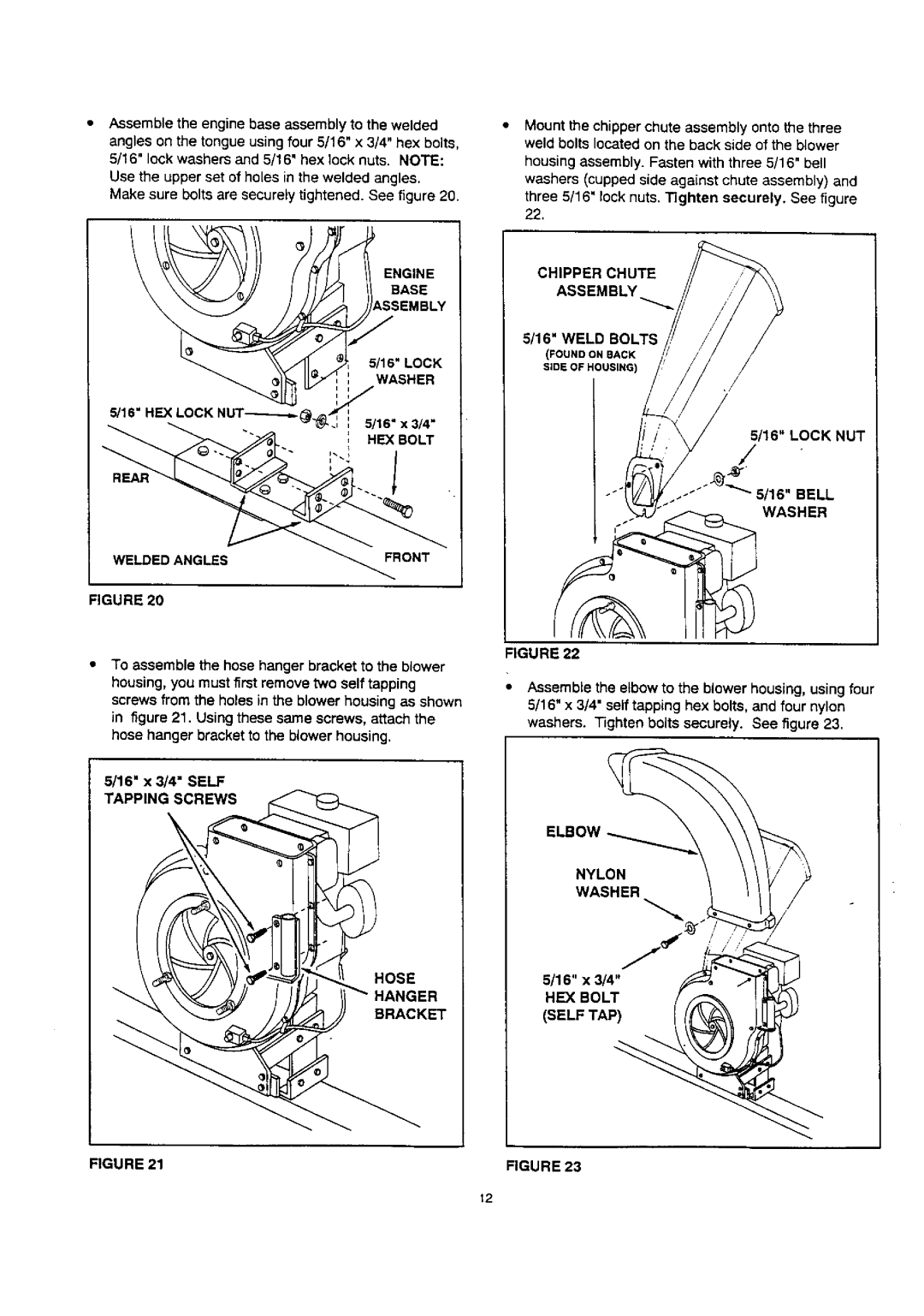 Craftsman 486.24515 owner manual Hexbolt, Bell Washer 