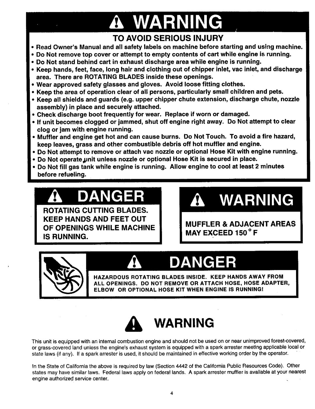 Craftsman 486.24516 manual To Avoid Serious Injury 