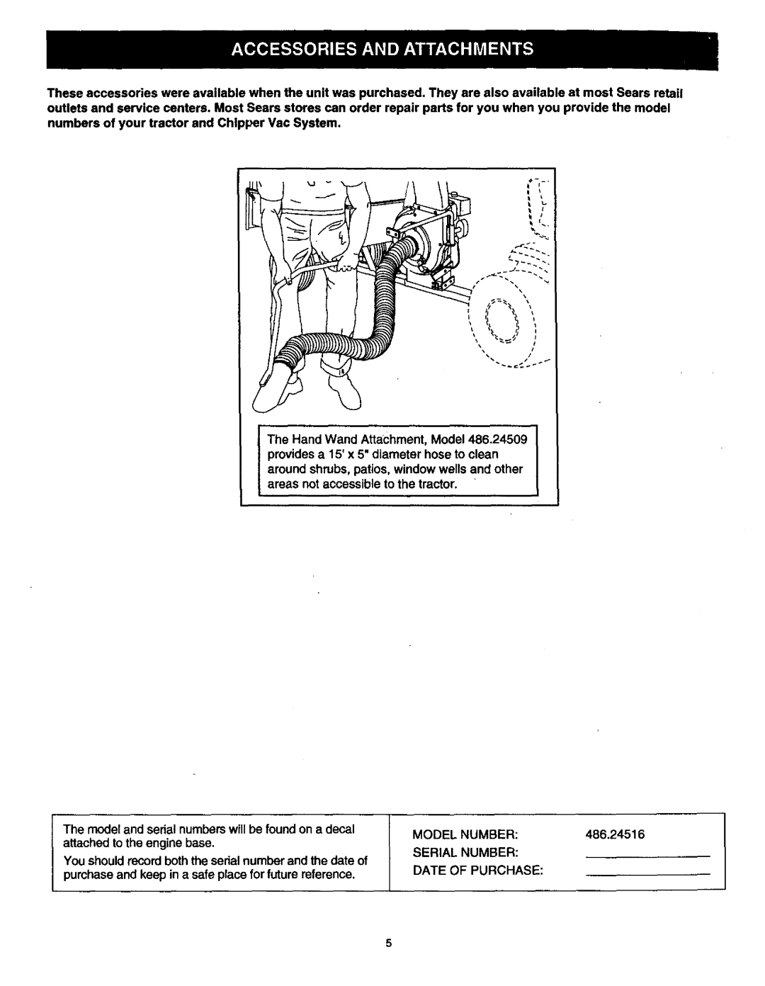 Craftsman 486.24516 manual Date of Purchase 