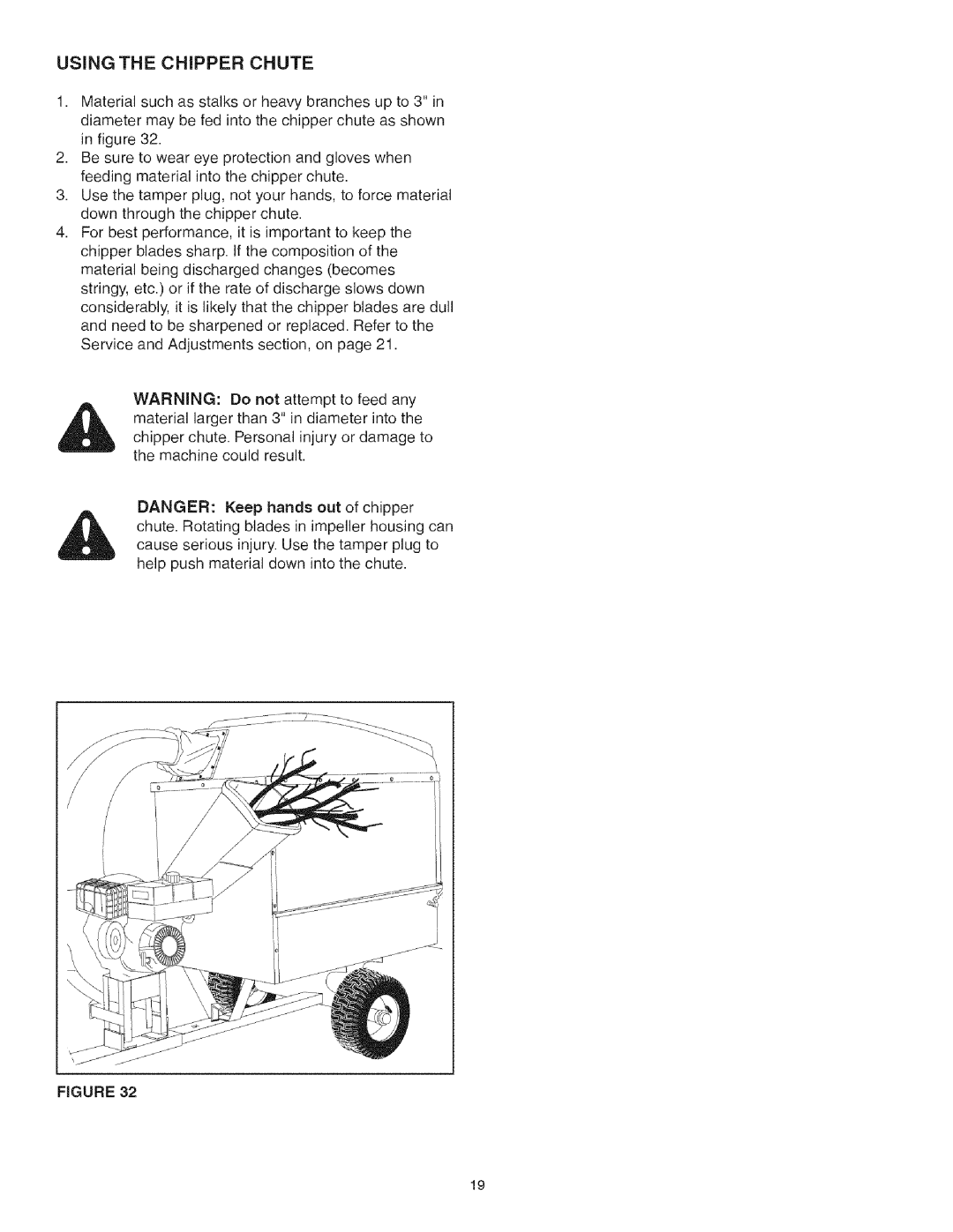 Craftsman 486.24517 manual Using the Chipper Chute 