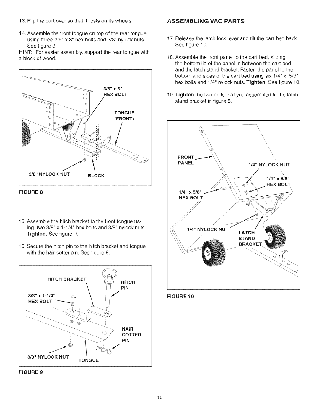 Craftsman 486.24517 manual Assembling Vac Parts 