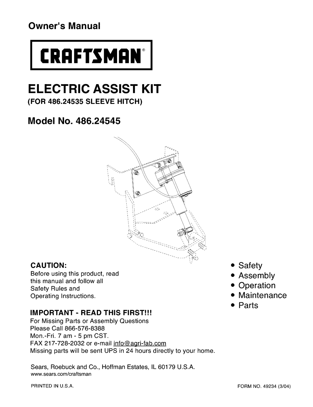 Craftsman 486.24545 owner manual CRAFISMAN+l, Important Read this First 