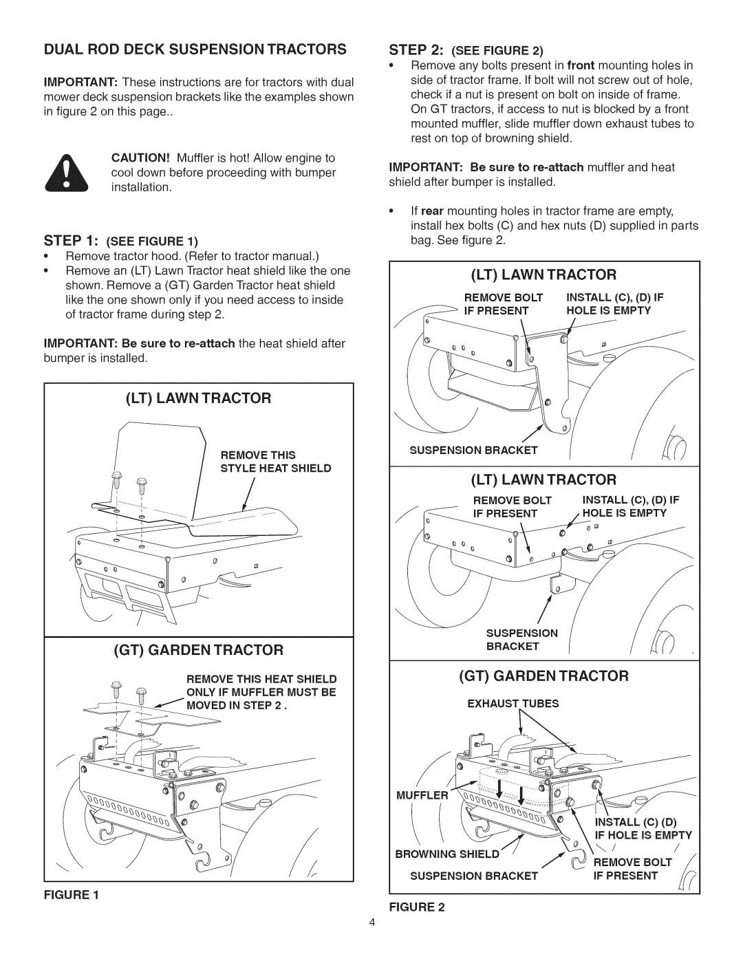 Craftsman 486.245992 manual Dual Rod Deck Suspension Tractors, Lt Lawn Tractor, Gt Garden Tractor, See Figure, iF PRESENT 