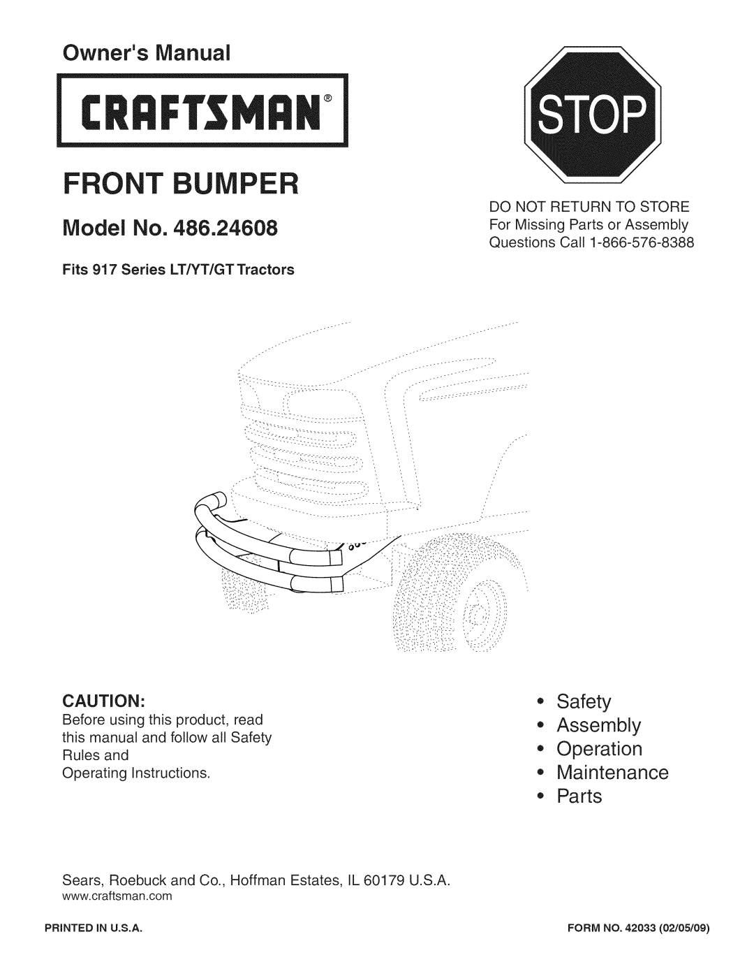 Craftsman 486.24608 manual Owners IVlanuai, IVlodel No 