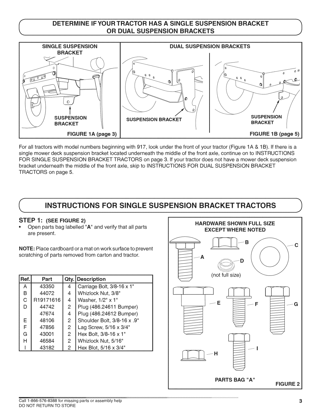 Craftsman 486.24611, 486.24612 manual Suspension Brackets 