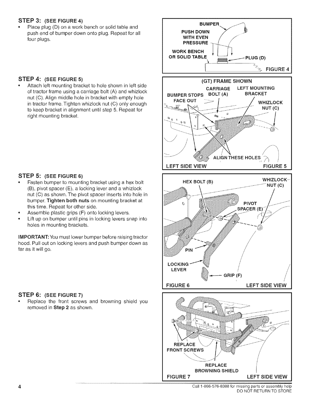 Craftsman 486.246213, 486.246222, 486.246232 owner manual Left Side View See Figure HEX Bolt B Whizlock 