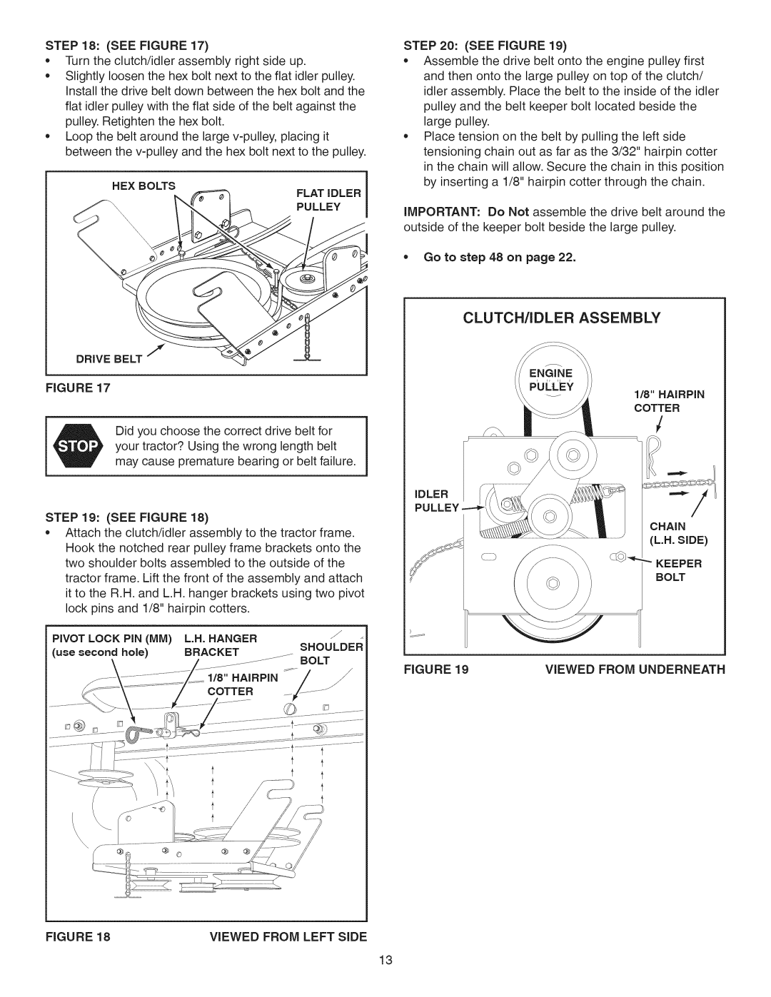 Craftsman 486.24837 manual CLUTCH/IDLER Assembly, Cotter See Figure, Shoulder 