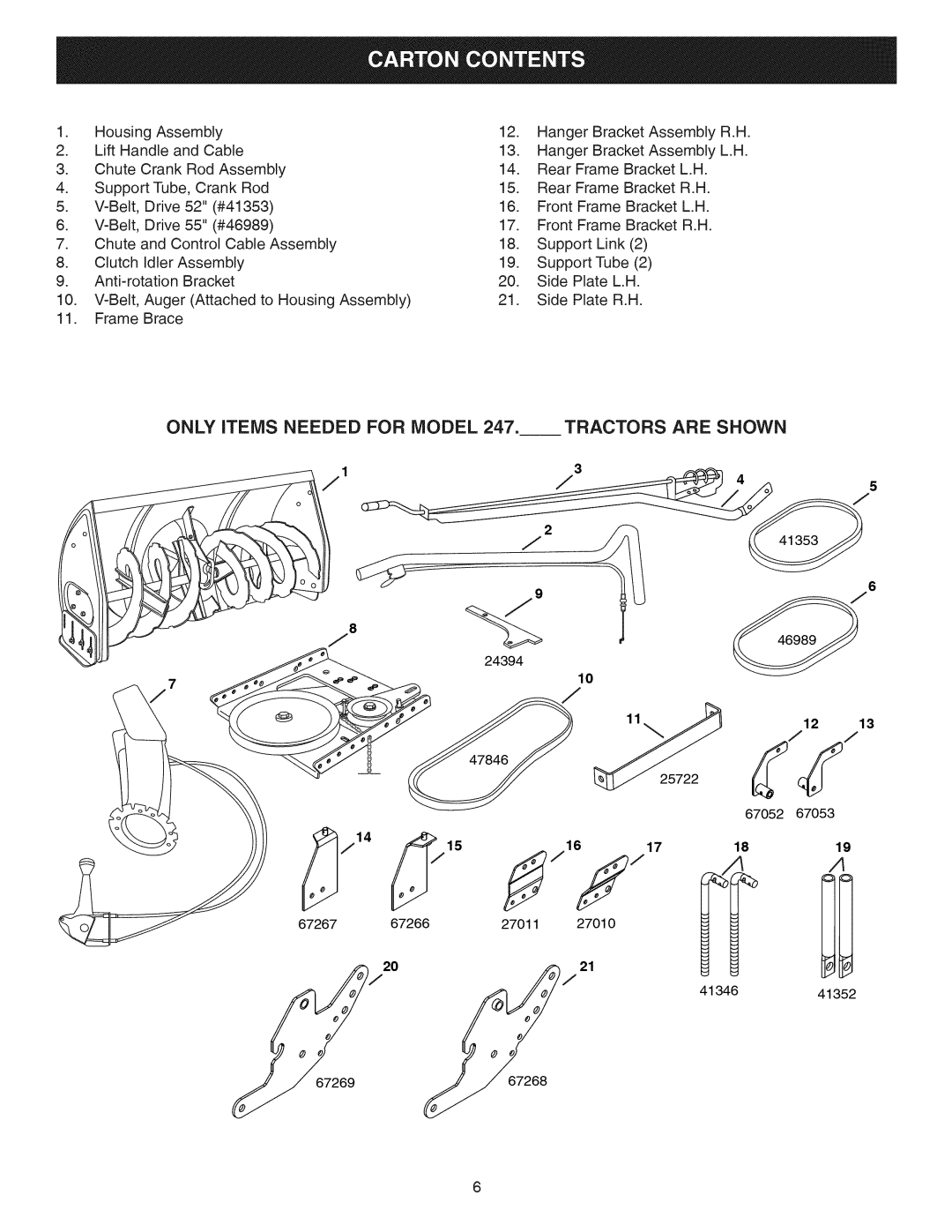 Craftsman 486.248371 manual HousingAssembly, LiftHandleandCable 