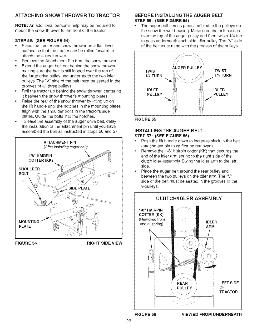 Craftsman 486.24838 manual After it sta//ingauger belt, Twist, Rear, Pulley 