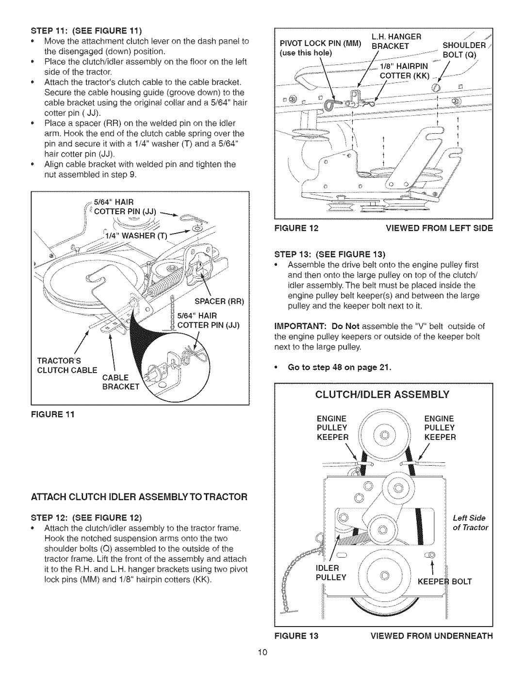 Craftsman 486.24838 manual Attach Clutch Idler Assemblyto Tractor, Viewed from Left Side, Pulley 