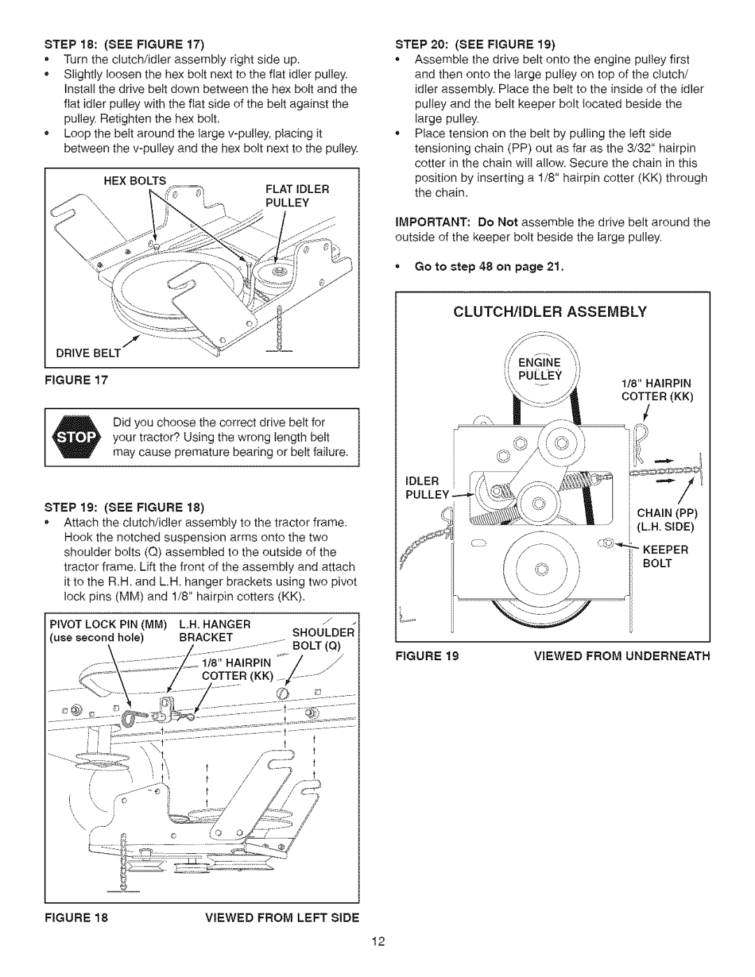 Craftsman 486.24838 manual SEEFIGURE17, CLUTCH/IDLER Assembly Pulley Hairpin Cotter KK 