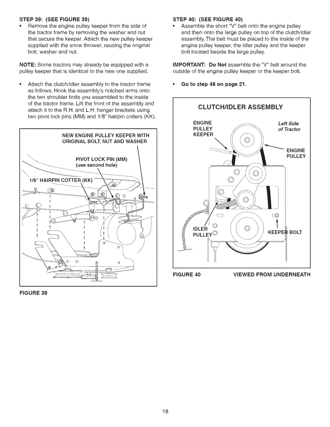 Craftsman 486.24838 manual Hairpin Cotter See Figure 