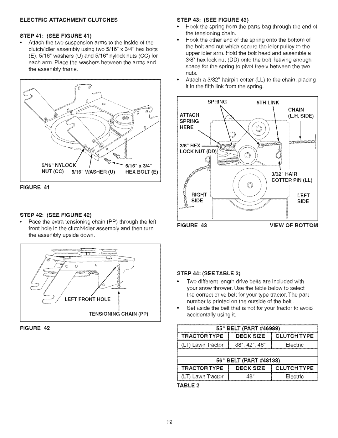 Craftsman 486.24838 manual See Table, Tractor Type Deck Size 