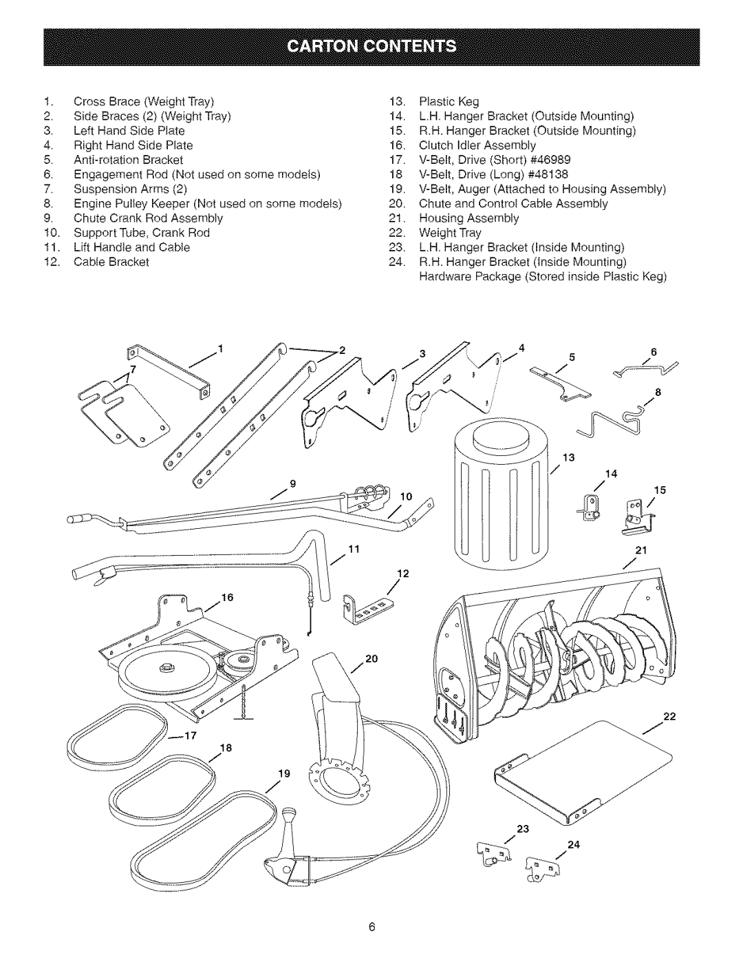 Craftsman 486.24838 manual Belt,AugerAttachedtoHousingAssembly 