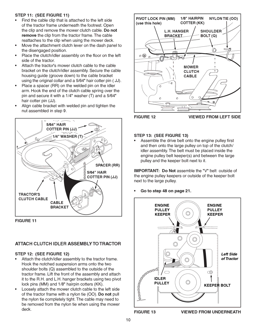 Craftsman 486.248381 operating instructions Attach Clutch Idler Assembly to Tractor, Viewed from Left Side, Engine, Pulley 