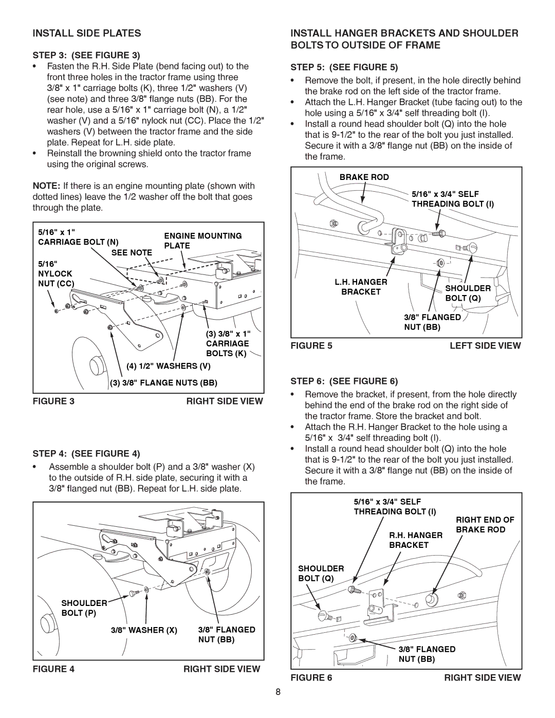 Craftsman 486.248381 operating instructions Install Side Plates, Left Side View 