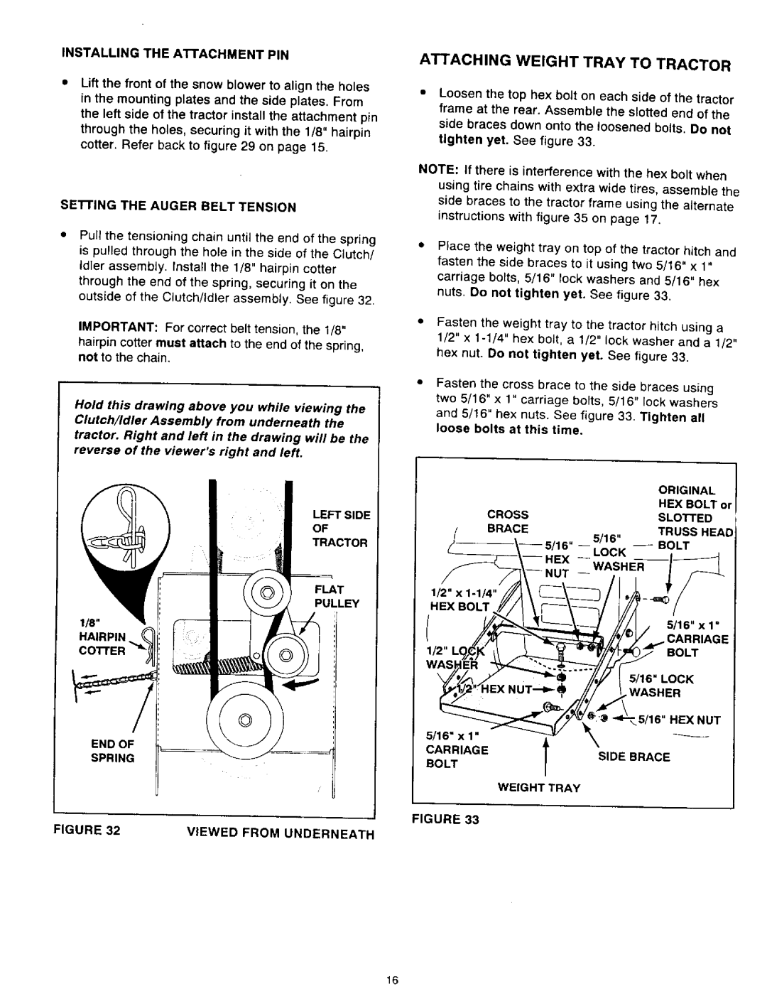 Craftsman 486.24839 owner manual Attaching Weight Tray to Tractor, Bolt 