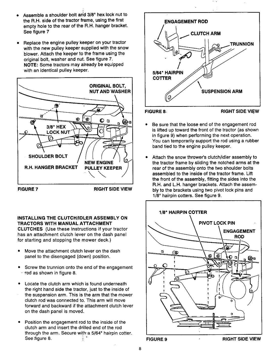 Craftsman 486.2484 owner manual Hairpin COI-rER, Hairpin Cotter Pivot Lock PIN ROD Right Side View 