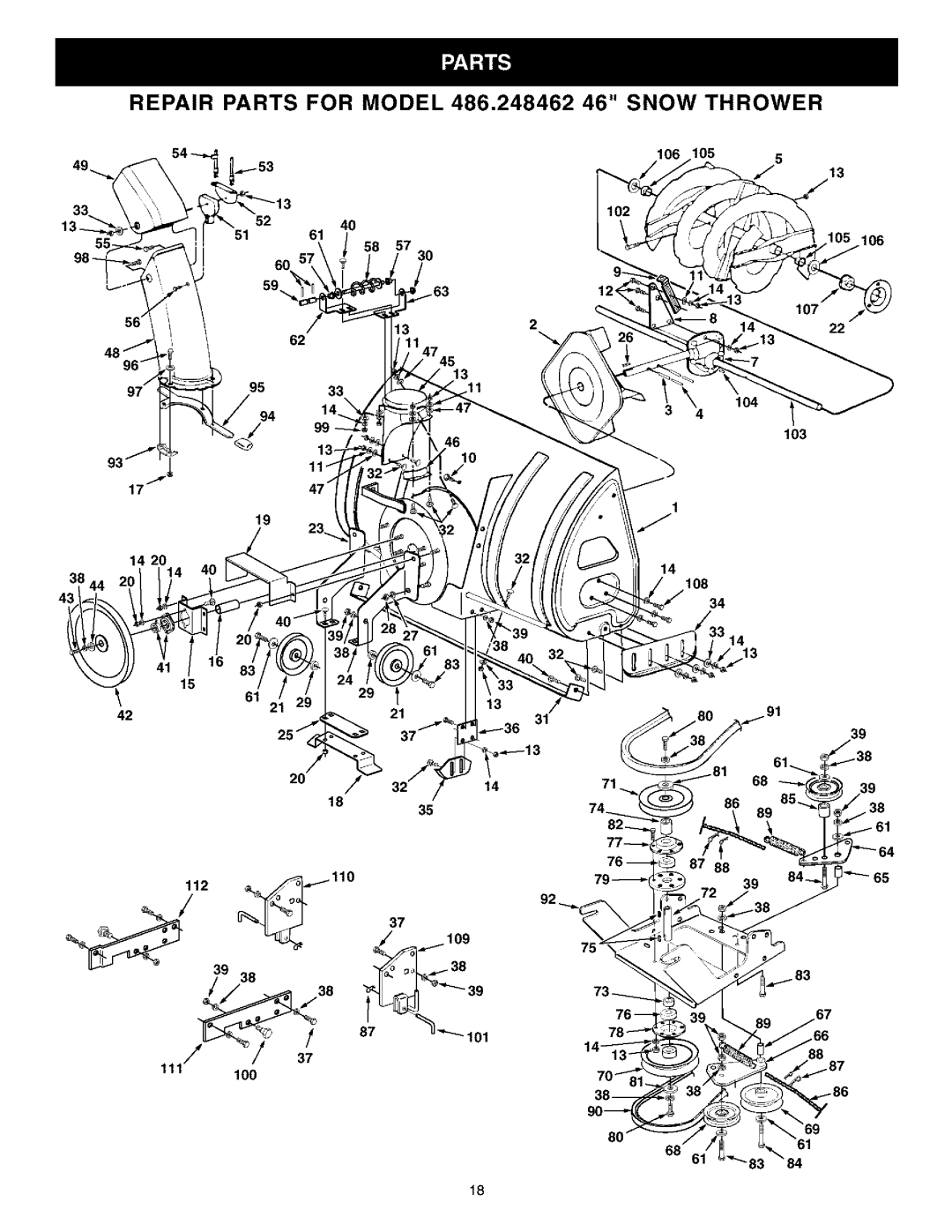 Craftsman 486.248462 owner manual 106, 104 