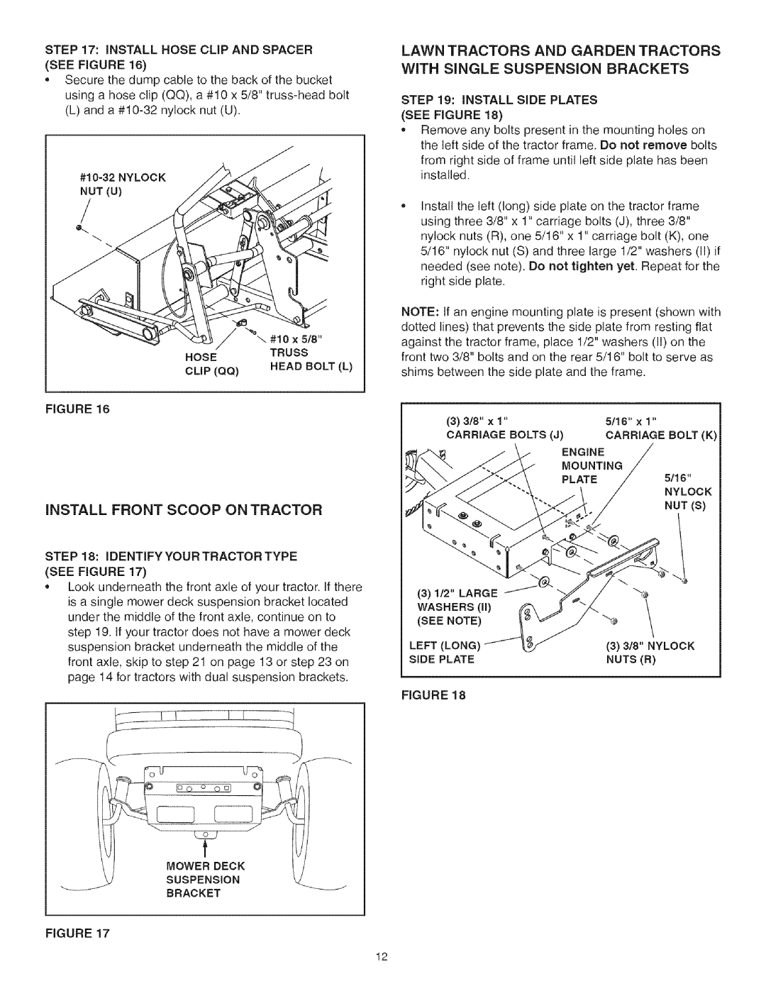 Craftsman 486.248473 manual Install Front Scoop on Tractor, Lawn Tractors and Garden Tractors 