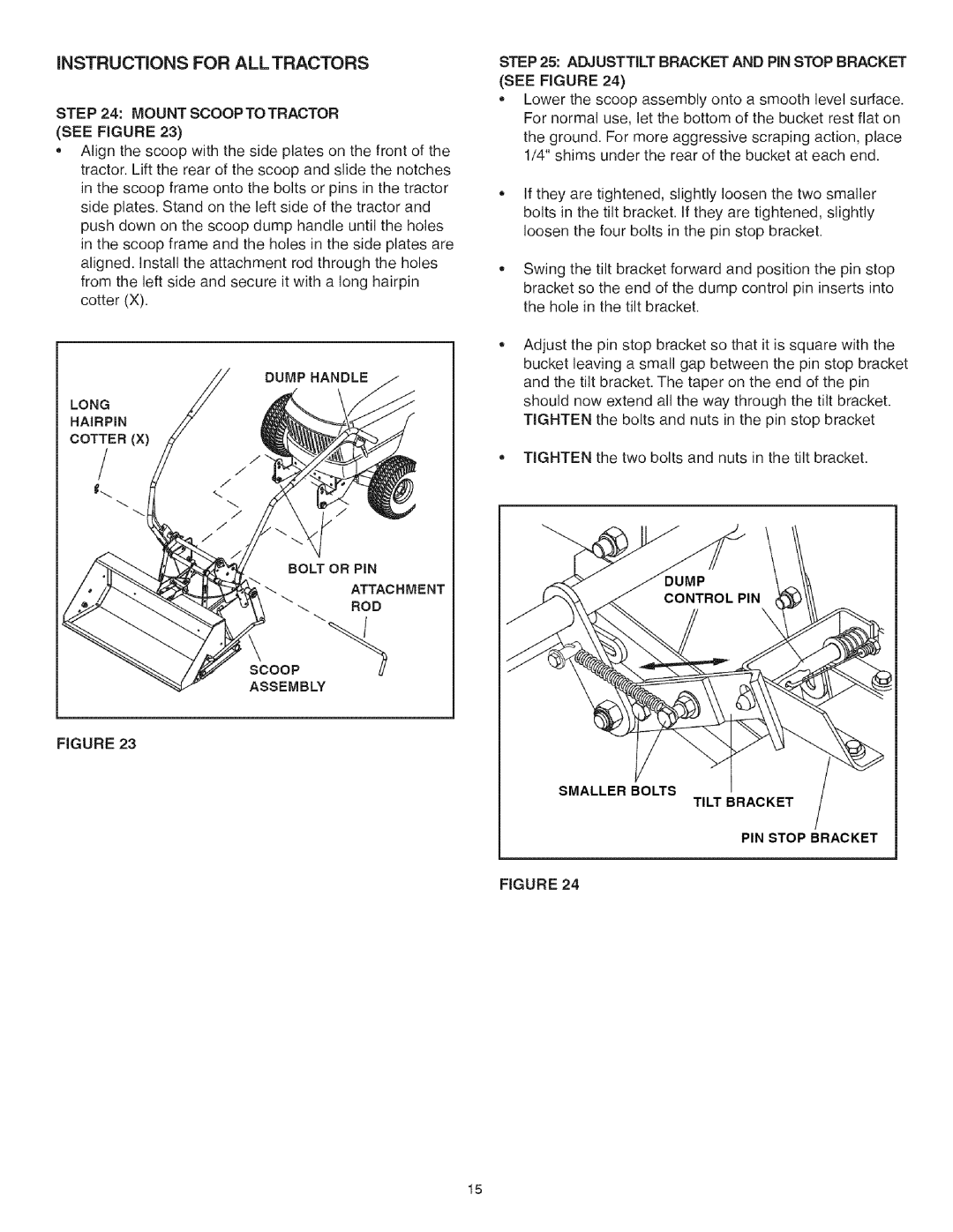 Craftsman 486.248473 manual Mount Scooptotractor see Figure, Long, Hairpin Cotter, Attachment 