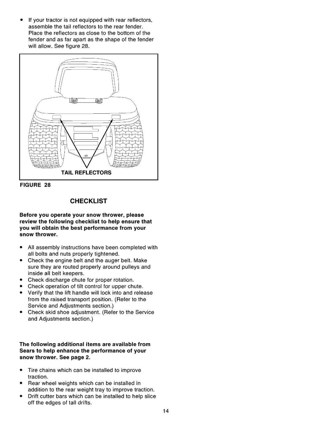 Craftsman 486.248531 owner manual Checklist 