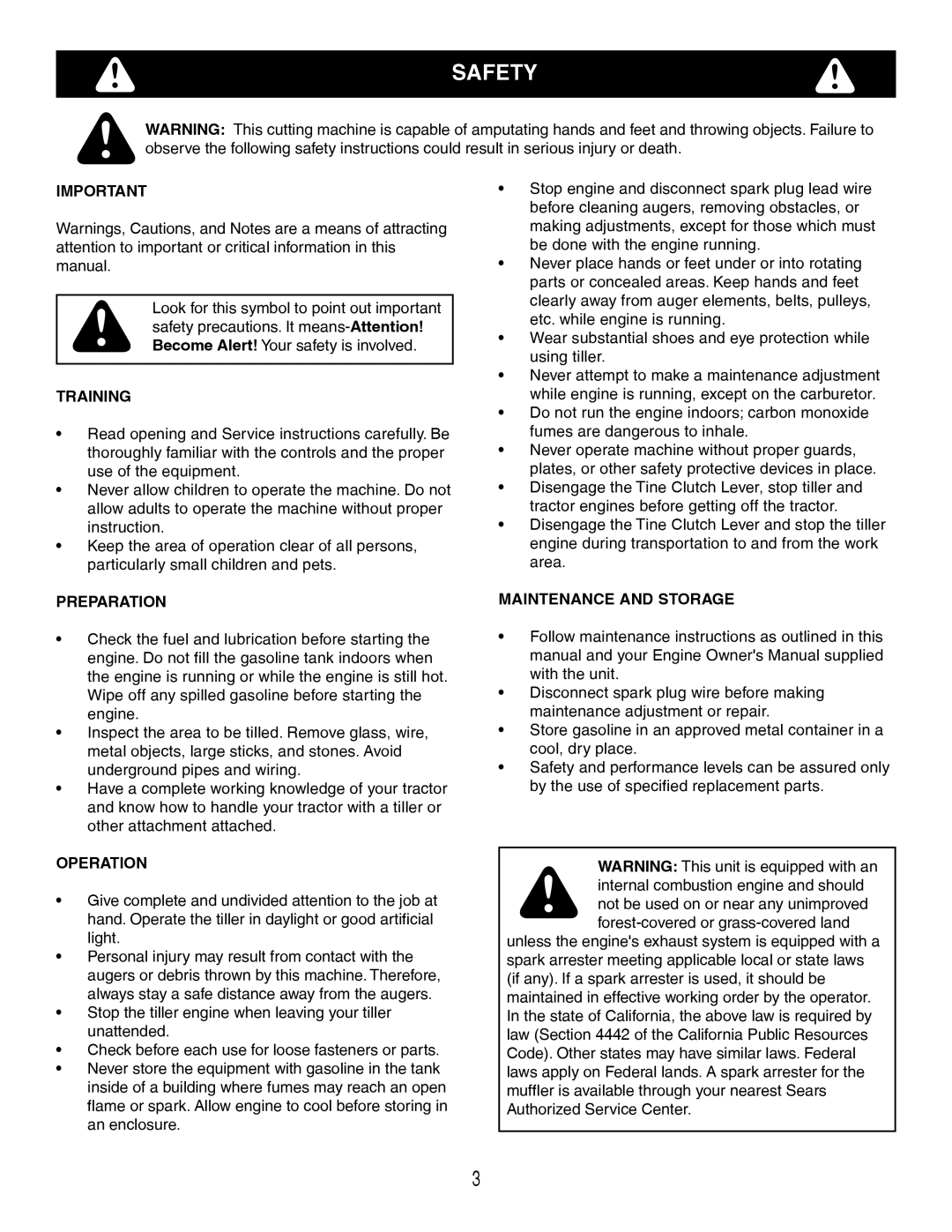 Craftsman 486.252444 owner manual Safety, Training 