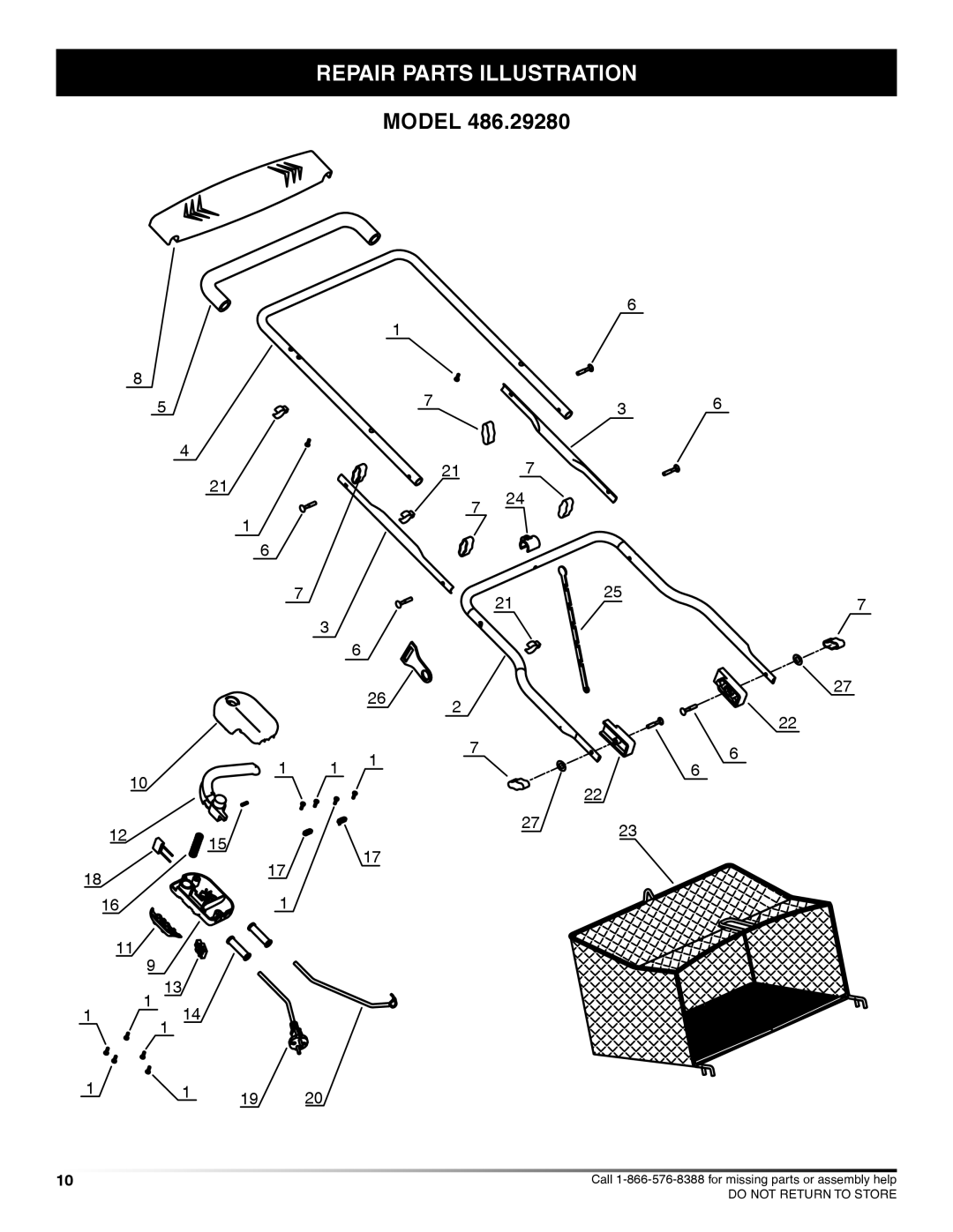 Craftsman 486.2928 manual Repair parts illustration 