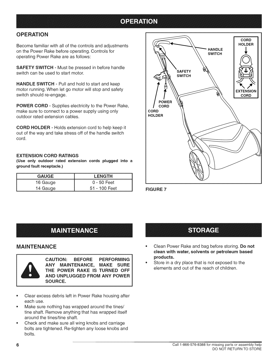 Craftsman 486.29281 manual Operation, Gauge Length 