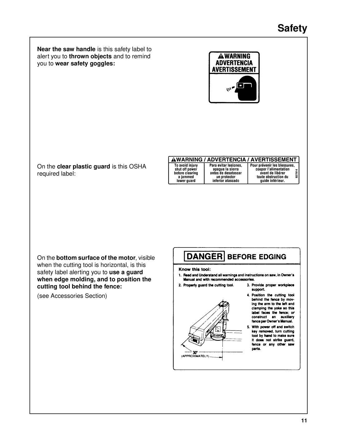 Craftsman 509398, 509399 owner manual Safety 