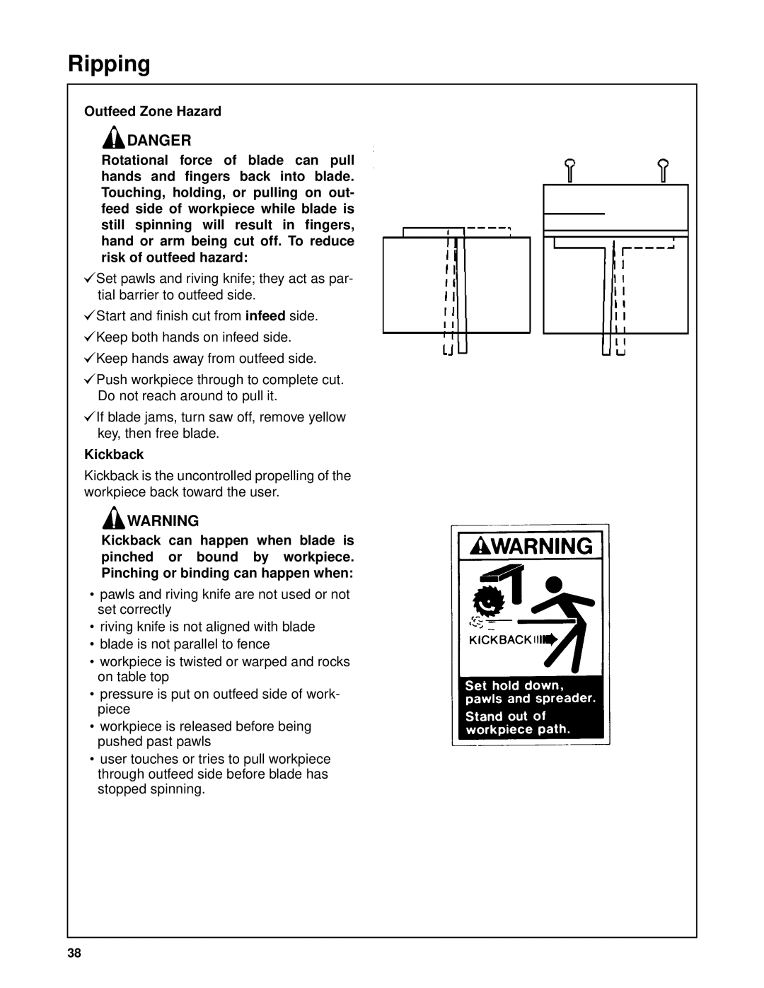 Craftsman 509399, 509398 owner manual Kickback 