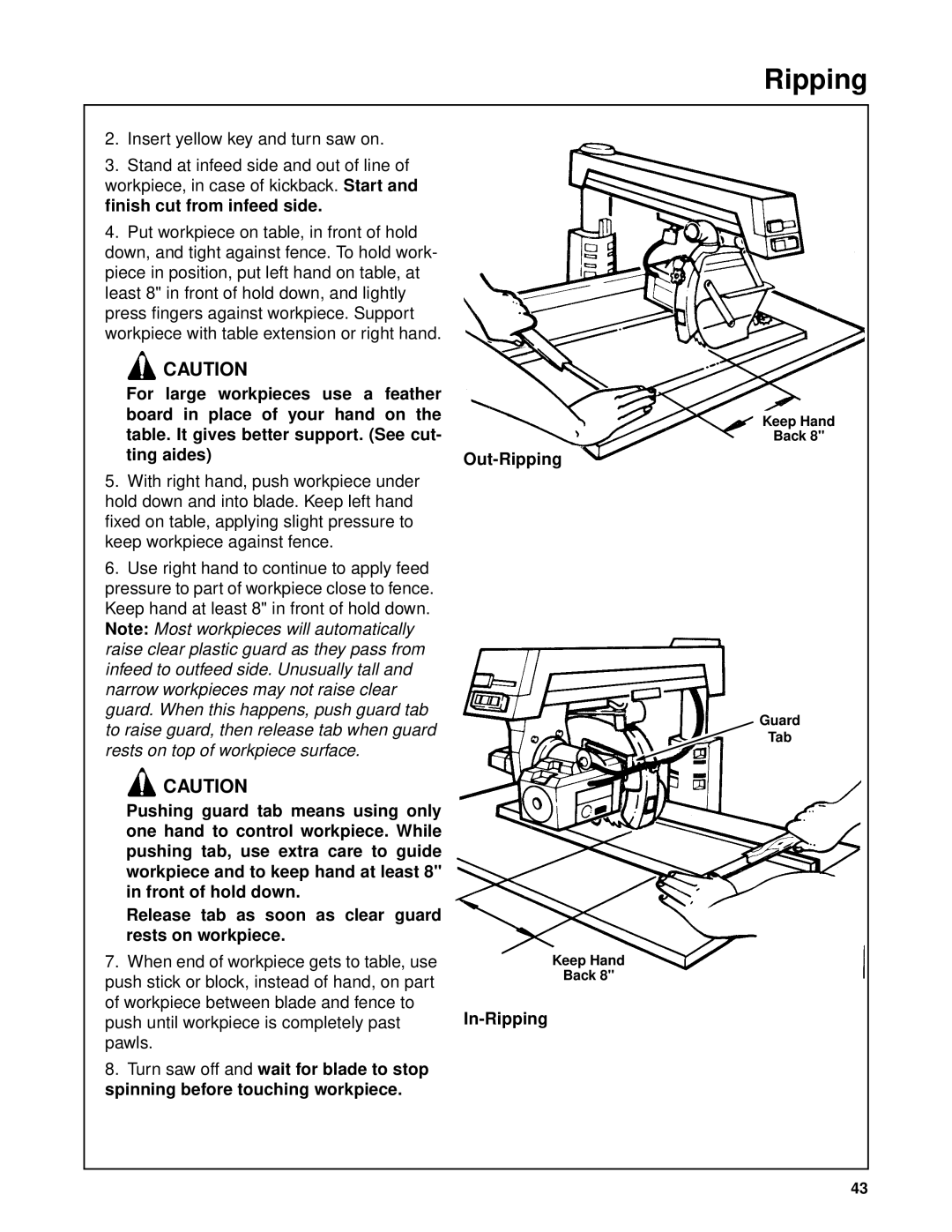 Craftsman 509398, 509399 owner manual In-Ripping 