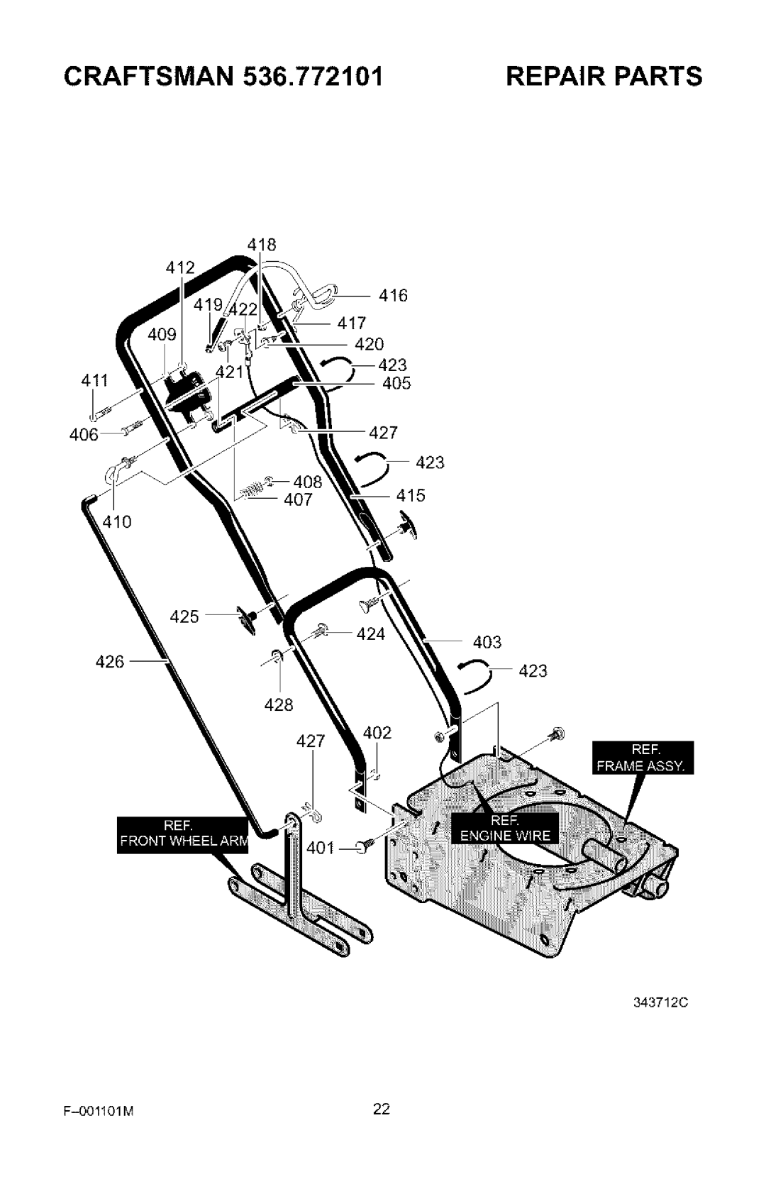 Craftsman 536.772101 manual 418 412 416 420 405 415 403 423 