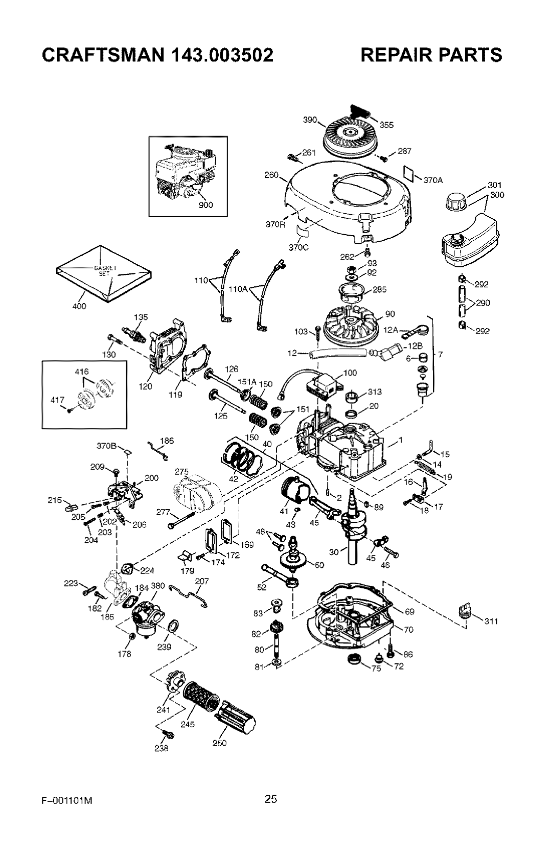 Craftsman 536.772101 manual 185 178 OO1101M25 