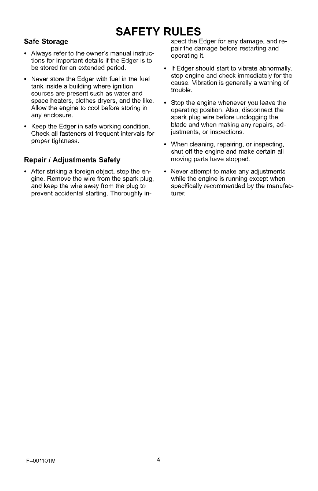 Craftsman 536.772101 manual Safety, Rules 