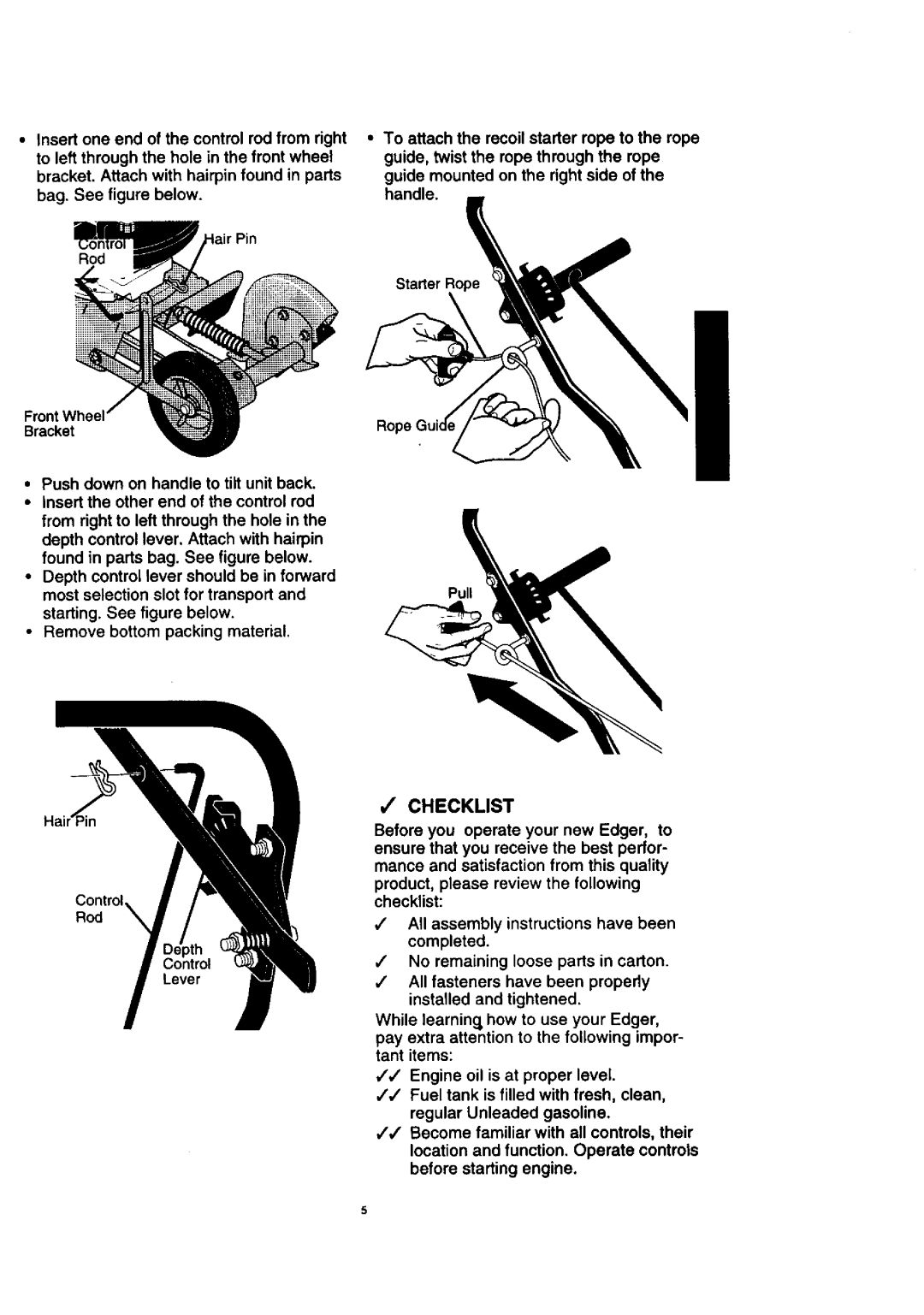 Craftsman 536.7722 manual Checklist 