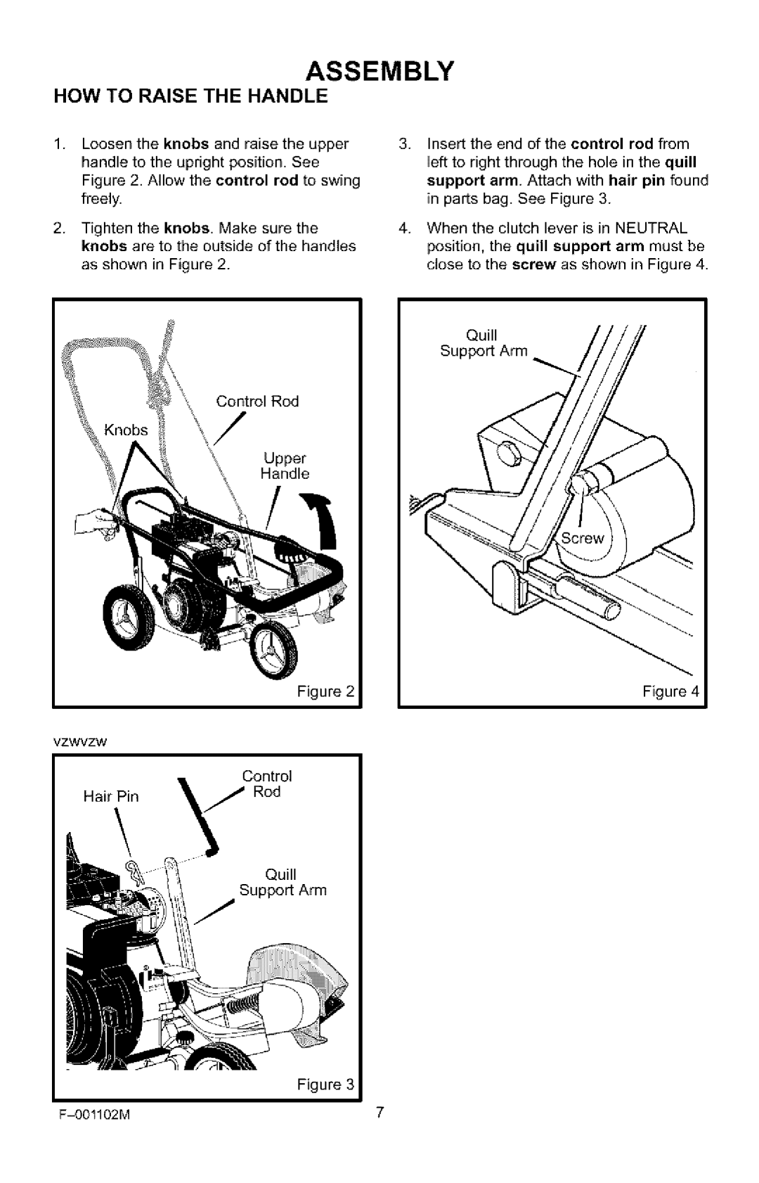 Craftsman 536.772301 manual Assembly, How To Raise The Handle 