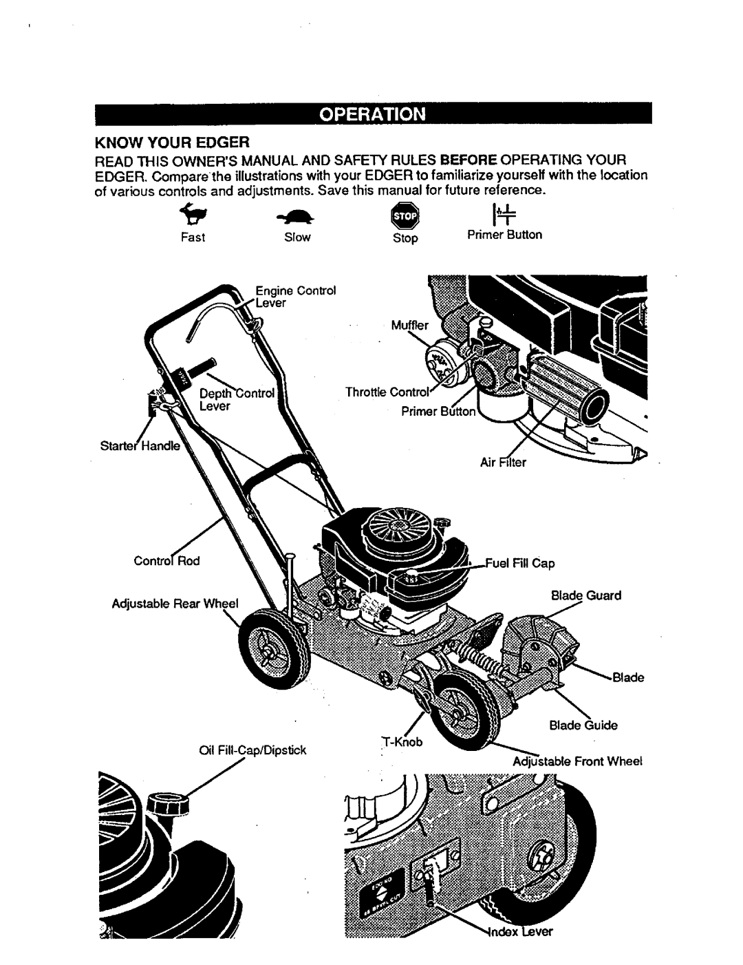 Craftsman 536.7974 operating instructions Ilo, Know Your Edger 