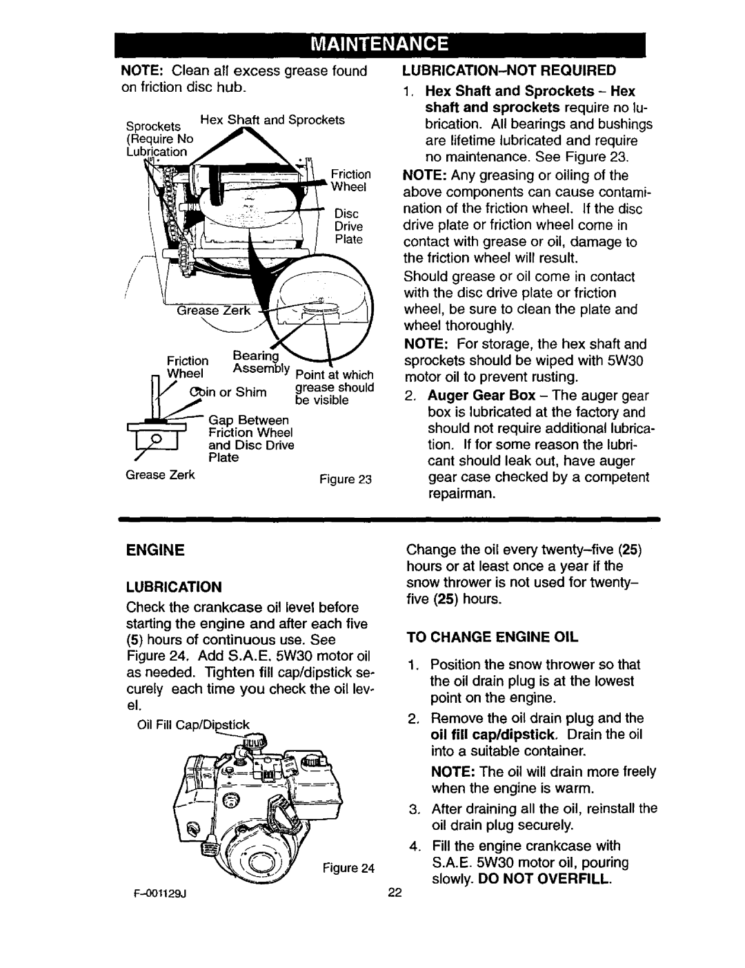 Craftsman 536.88112 operating instructions LUBRICATION-NOT Required, Lubrication, To Change Engine OIL 