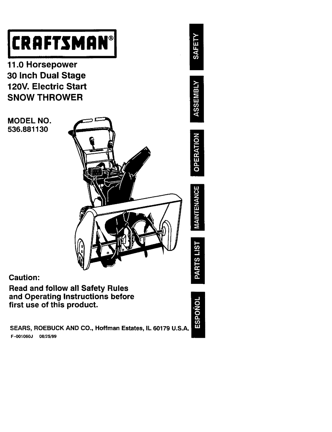 Craftsman 536.88113 operating instructions ll a 