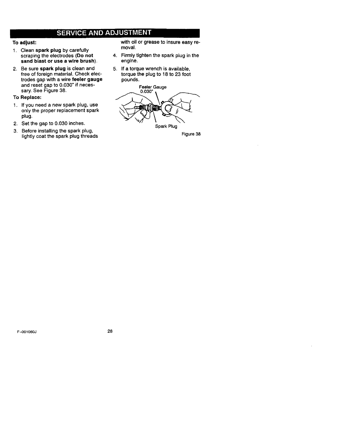 Craftsman 536.88113 operating instructions TOadjust 